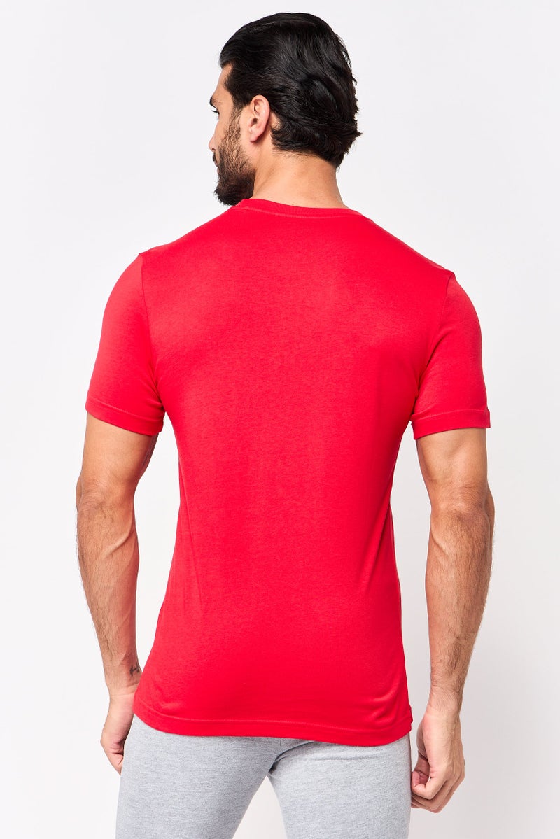 Reebok Men Sportswear Fit Short Sleeve Training T-Shirt, Red - Image 4
