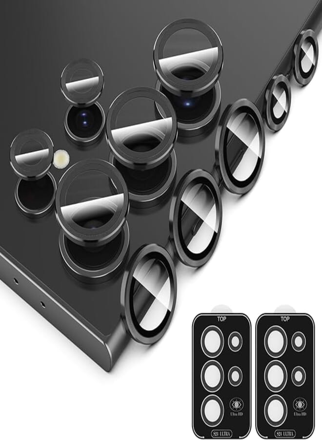 Simpeak [2-Pack] Camera Lens Protector Compatible with Samsung Galaxy S24 Ultra 6.7" 2024, 9H Tempered Glass Camera Protector, HD Clear, Anti-Scratch [Installation Tray] No Affect Night Shots - Black