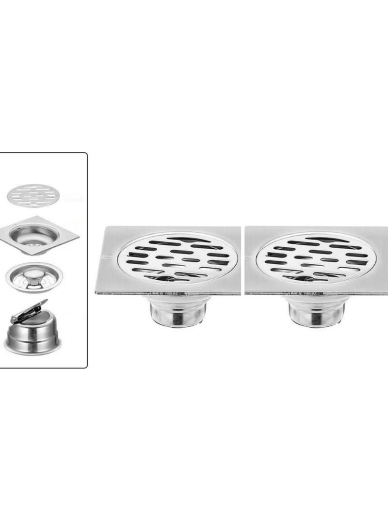 Deodorant Drain Core, 2 Pcs Anti Odor Floor Drain Plug Floor Drain Cover, One-way Drainage Design Wear-resistant and Anti-corrosion Anti-blocking Bathroom Kitchen Filter,10cm*10cm  - Image 1