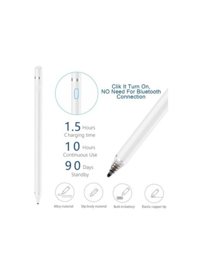 Active Stylus Pen For iOS and Android Capacitance Touch Screen White Universal - Image 1