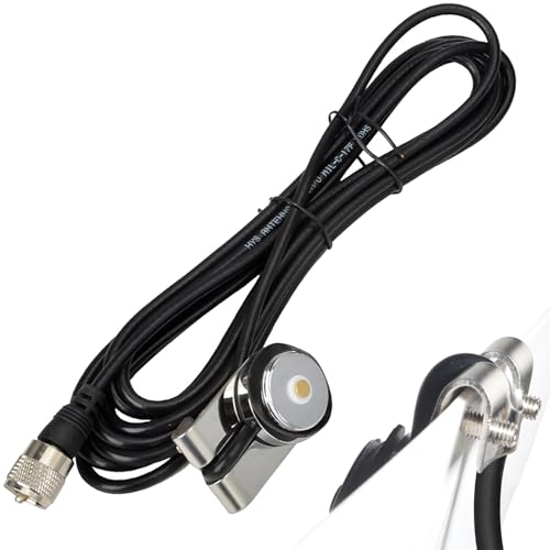 HYS TCJ-N2 Trunk NMO Antenna Mount W/13Ft of RG-58 Coax Cable with PL-259 Connector(UHF-Male) for NMO HF/VHF/UHF Antenna, Universal Lip Mount for Trunks/Hoods-No-Drill Lip Mounts - Image 1