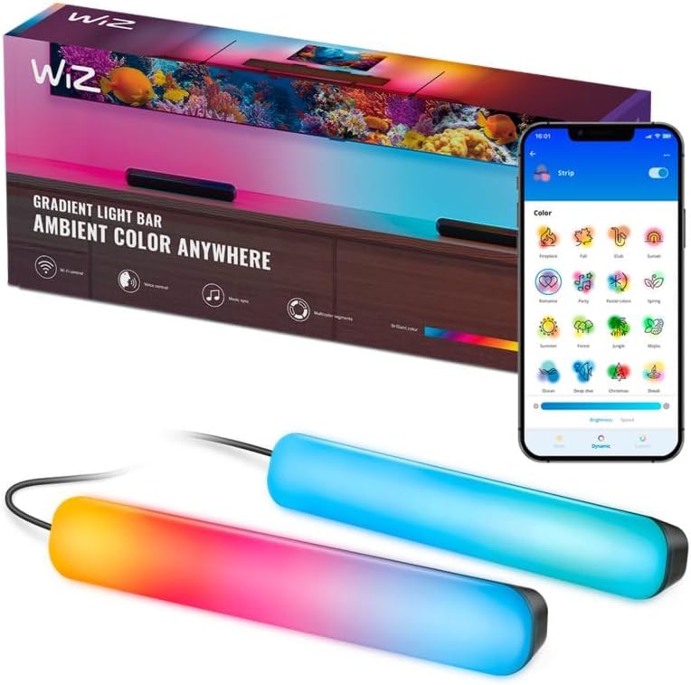 Wiz Gradient Light Bars - RGBIC Displays Multiple Colors at Once - Versatile Placement - Easy Setup, Connect to Wi-Fi - Control with App/Voice, Works with Google - Image 1