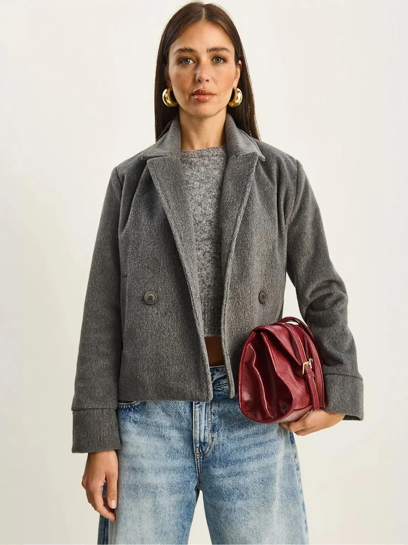 Bianco Lucci LUCCI Plush Button-Up Coat with Pockets