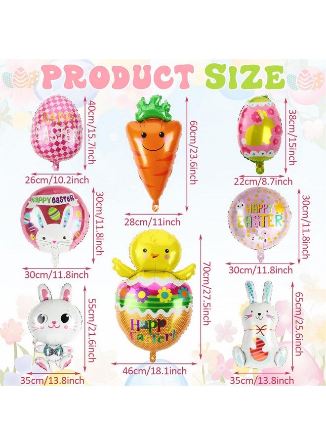 FEBSNOW FEBSNOW 16pcs Easter Balloons Bunny Egg Carrot Foil Balloons for Spring Easter Birthday Baby Shower Party Decorations Supplies(8 Designs)  - Image 2