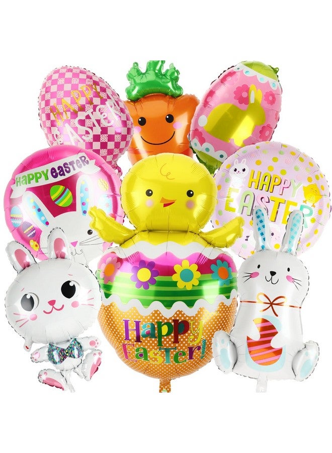 FEBSNOW FEBSNOW 16pcs Easter Balloons Bunny Egg Carrot Foil Balloons for Spring Easter Birthday Baby Shower Party Decorations Supplies(8 Designs)  - Image 1
