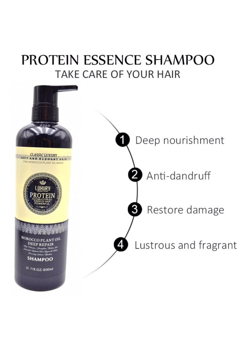 Luxury Protein Morocco Plant Oil Deep Repair Hair Care Shampoo 900ml - Image 4
