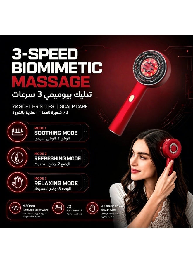 Hair Brush With Massage Scalp, Massage Scalp with Oil applicator, Massage Brush With Red Light And Vibration, Hair Growth, Daily Scalp And Hair Care - Image 2