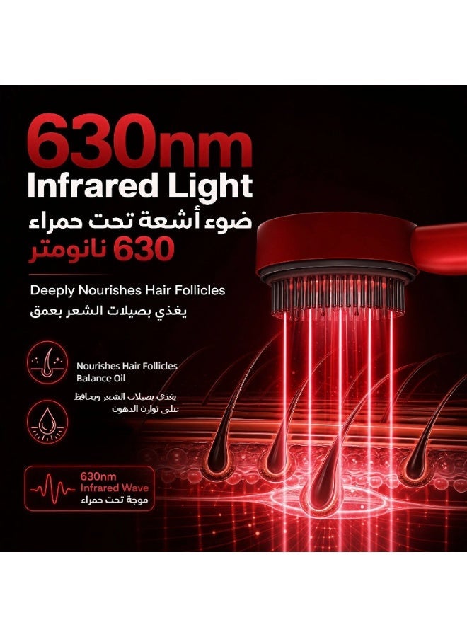 Hair Brush With Massage Scalp, Massage Scalp with Oil applicator, Massage Brush With Red Light And Vibration, Hair Growth, Daily Scalp And Hair Care - Image 3