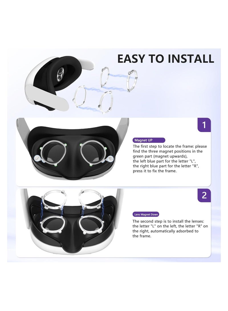 Anti-Blue Lens Frame Compatible for Meta Quest 3 Lens Protector Accessories, Glasses Spacer, Lens Replacement, Anti-Glare, Anti-Dust, Anti-Scratch Easy to Install and Remove, Protect Your Eyes - Image 5