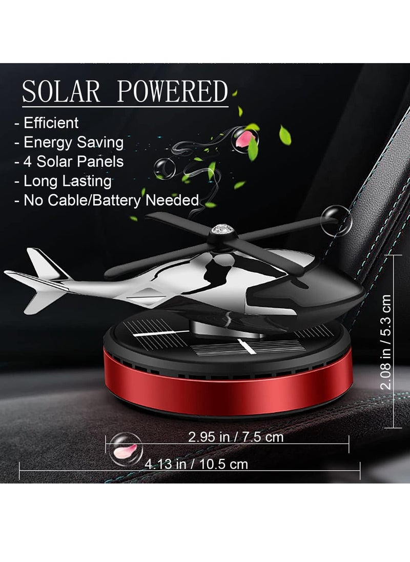 ELTRAZONE Solar Powered Rotating Helicopter Shape Car Air Purifier - Eco-Friendly, Stylish Air Freshener and Interior Decoration for Home & Car, Aromatherapy Diffuser, Red - Image 2