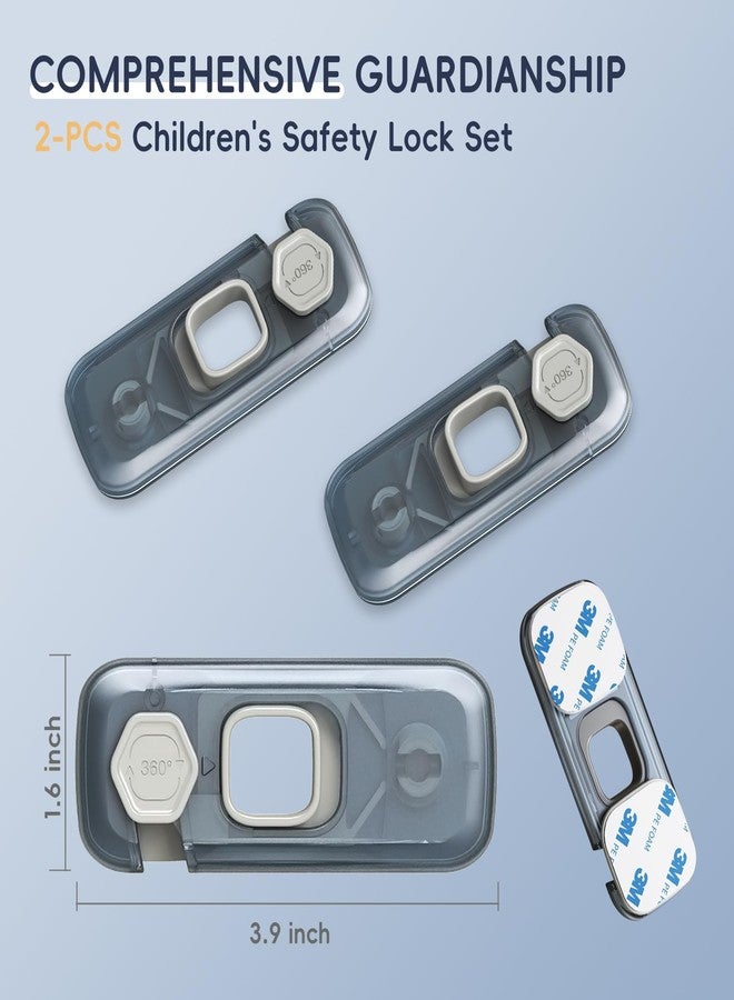 Blissleaf 2-Pack Fridge Locks, Child Proof Refrigerator/Freezer Door Lock, Child Safety Cabinet Lock with Adhesive Pads -Freezer Latch to Keep Door Closed for Latches,Drawer,Closets,Oven (Clear-Blue) - Image 2