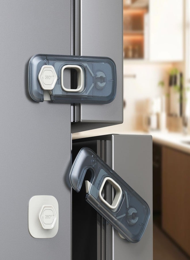 Blissleaf 2-Pack Fridge Locks, Child Proof Refrigerator/Freezer Door Lock, Child Safety Cabinet Lock with Adhesive Pads -Freezer Latch to Keep Door Closed for Latches,Drawer,Closets,Oven (Clear-Blue) - Image 1