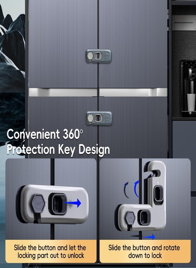 Blissleaf 2-Pack Fridge Locks, Child Proof Refrigerator/Freezer Door Lock, Child Safety Cabinet Lock with Adhesive Pads -Freezer Latch to Keep Door Closed for Latches,Drawer,Closets,Oven (Clear-Blue) - Image 5