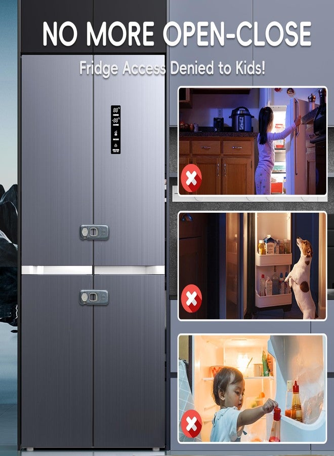 Blissleaf 2-Pack Fridge Locks, Child Proof Refrigerator/Freezer Door Lock, Child Safety Cabinet Lock with Adhesive Pads -Freezer Latch to Keep Door Closed for Latches,Drawer,Closets,Oven (Clear-Blue) - Image 3