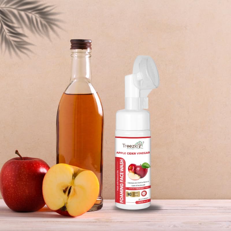 Treezio Apple Cider Vinegar Foaming Face Wash Builtin Brush for Deep Cleansing Deep Cleansing Pore Refining No Silicones No Paraben For Men Women Pack of 2 150 ml Each - Image 3