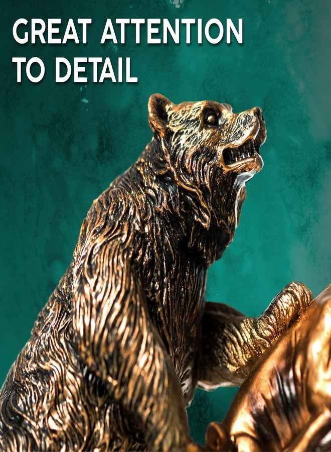 MEPERPER Bull and Bear Statue, Wall Street Bull Figurine, 9x9.5 Stock Market Decor Sculpture, Resin with Bronze-Like Finish, Finance Gifts for Traders and Investors - Image 3