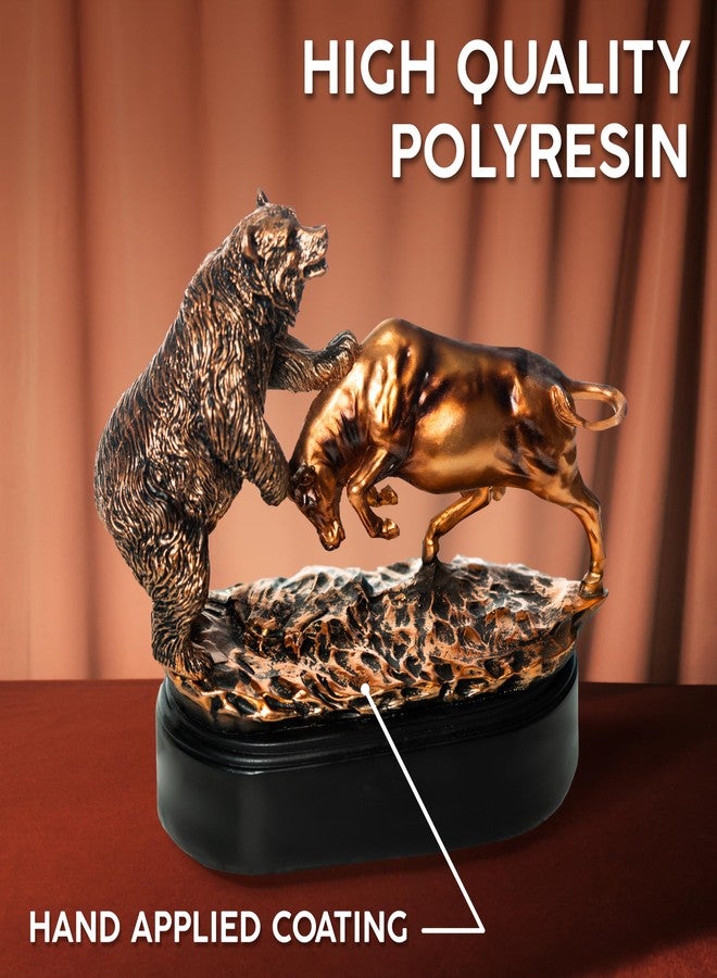 MEPERPER Bull and Bear Statue, Wall Street Bull Figurine, 9x9.5 Stock Market Decor Sculpture, Resin with Bronze-Like Finish, Finance Gifts for Traders and Investors - Image 4