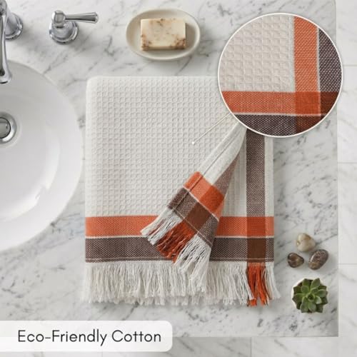 Athom Trendz Athom Living Light Weight Cotton Premium Waffle Border Bath Towel 75x150 cm Pack of 4 - Image 3