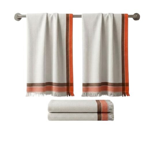 Athom Trendz Athom Living Light Weight Cotton Premium Waffle Border Bath Towel 75x150 cm Pack of 4 - Image 2