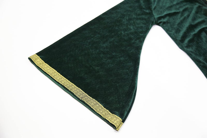 TOONRAIN Velvet Wizard Hooded Robe for Adult, Medieval Cape Renaissance Cloak for Men Women Halloween Costume (Green,140cm) - Image 5