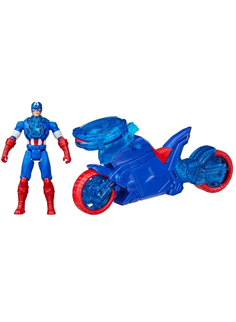 Hasbro Marvel هاسبرو مارفل أفنجرز إبيك وورلد أوف أكشن كابتن أمريكا شيلد-شوت سايكل، شخصية ودراجة نارية لعبة - Image 1