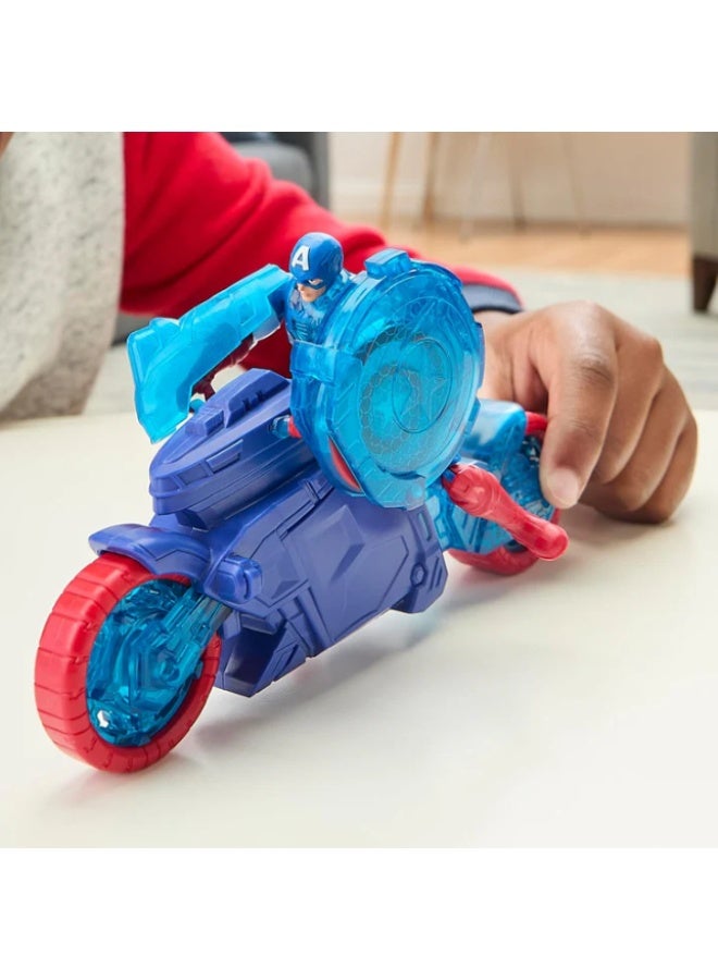 Hasbro Marvel هاسبرو مارفل أفنجرز إبيك وورلد أوف أكشن كابتن أمريكا شيلد-شوت سايكل، شخصية ودراجة نارية لعبة - Image 2
