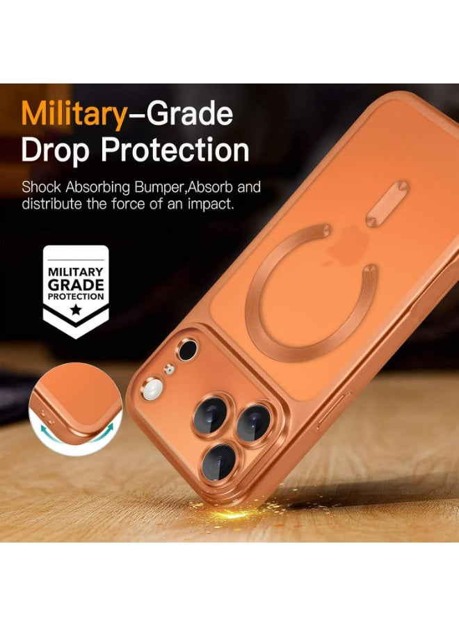 HaDoii Clear Case for iPhone 17 Pro Max, Plating Edge Slim with Camera Lens Film,Magnetic Wireless Charging Ultra Thin Cover, Orange - Image 5