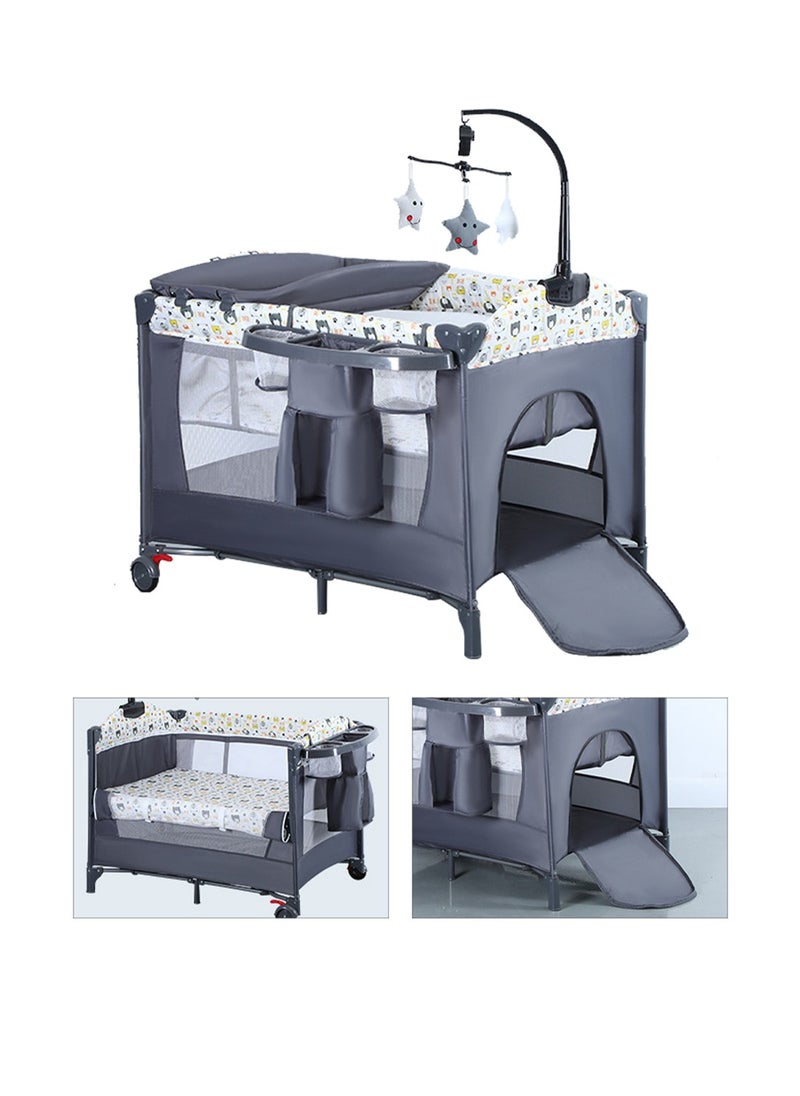 MaBaby 5-in-1 Pack and Play, Baby Bedside Sleeper with Bassinet, Multifunction Bedside Crib from Newborn to Toddlers  - Image 1