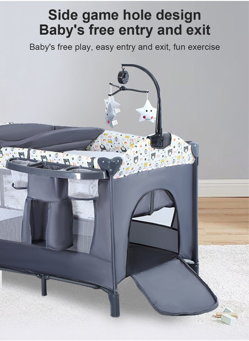 MaBaby - 5-in-1 Pack and Play, Baby Bedside Sleeper with Bassinet, Multifunction Bedside Crib from Newborn to Toddlers - Image 1