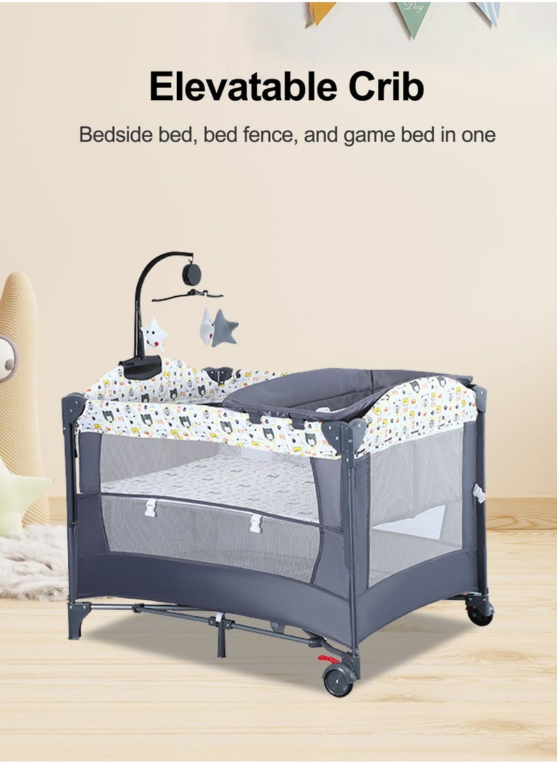 MaBaby 5-in-1 Pack and Play, Baby Bedside Sleeper with Bassinet, Multifunction Bedside Crib from Newborn to Toddlers  - Image 5