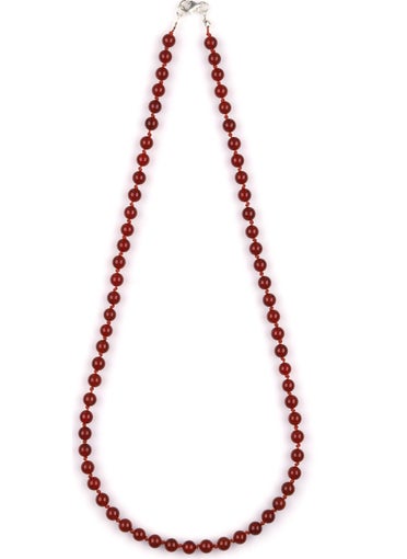 Güneş Avm GÜNEŞAVM Brown Agate Natural Stone 6 mm Knotted Necklace 