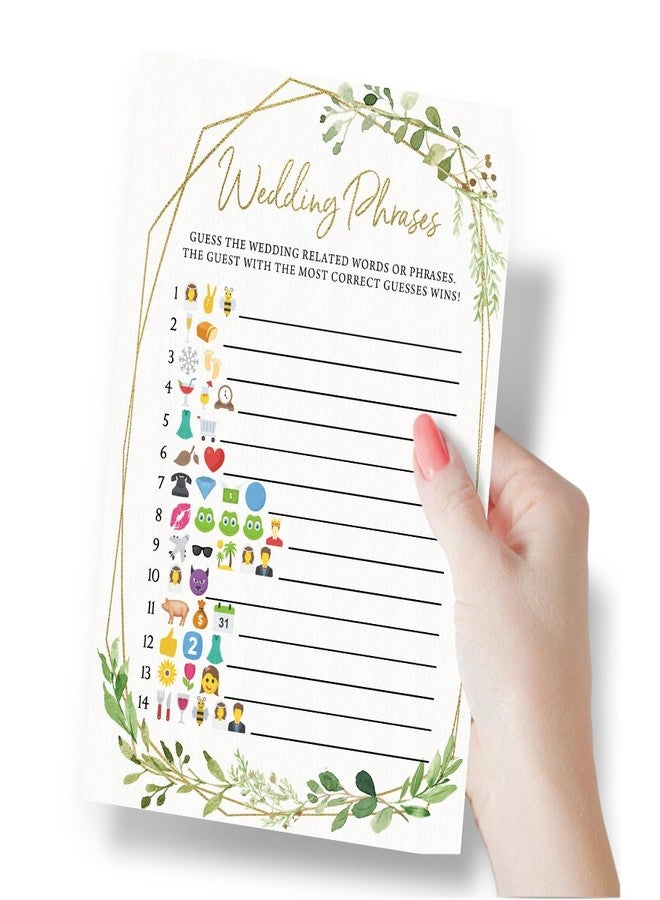 Printed Party Bridal Shower Games - Wedding Phrase Guessing Game, Fun Wedding Shower Activity, Botanical Greenery Theme, for up to 50 Guests - Image 3