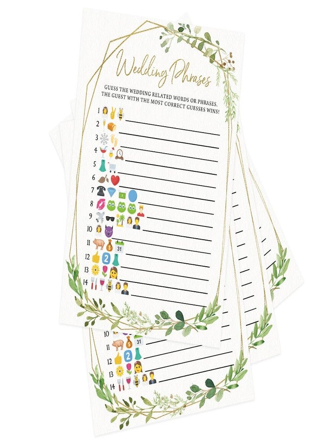 Printed Party Bridal Shower Games - Wedding Phrase Guessing Game, Fun Wedding Shower Activity, Botanical Greenery Theme, for up to 50 Guests - Image 4