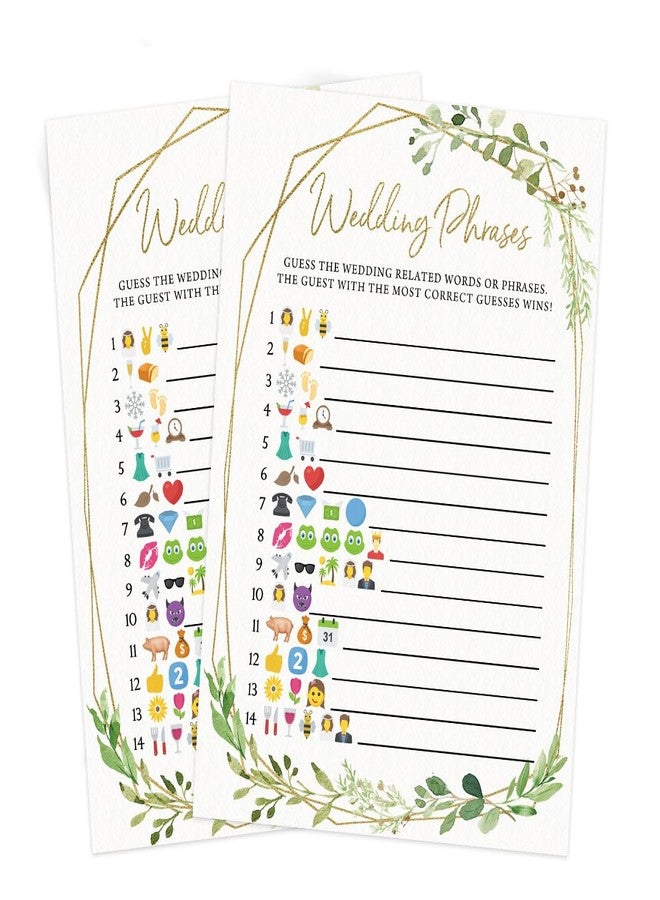 Printed Party Bridal Shower Games - Wedding Phrase Guessing Game, Fun Wedding Shower Activity, Botanical Greenery Theme, for up to 50 Guests - Image 5