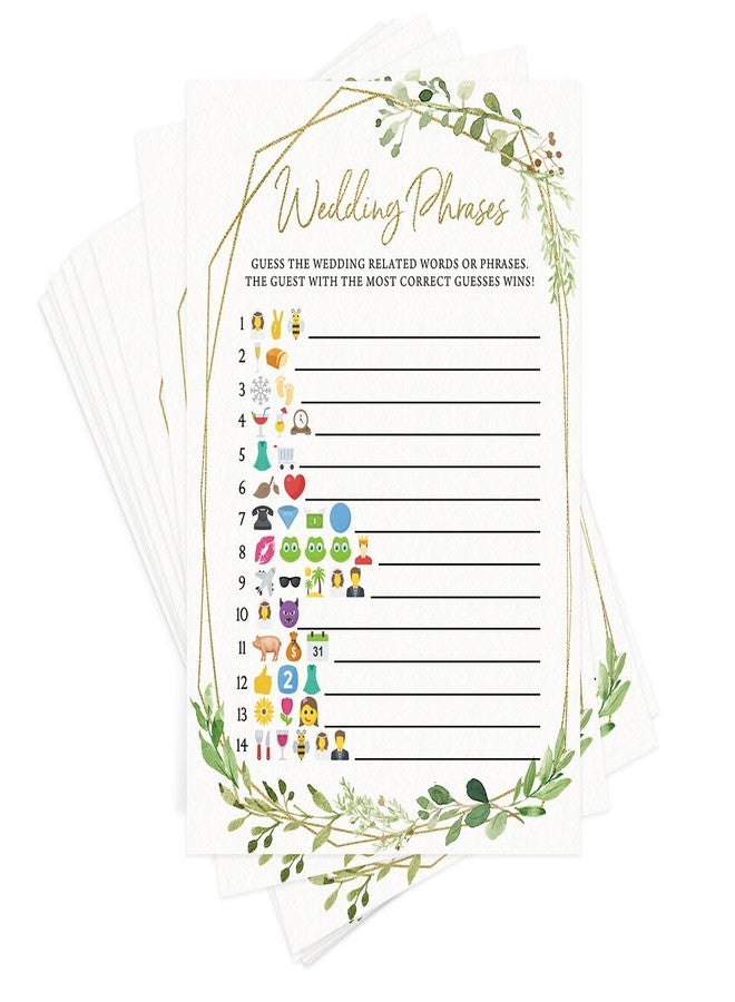 Printed Party Bridal Shower Games - Wedding Phrase Guessing Game, Fun Wedding Shower Activity, Botanical Greenery Theme, for up to 50 Guests - Image 2