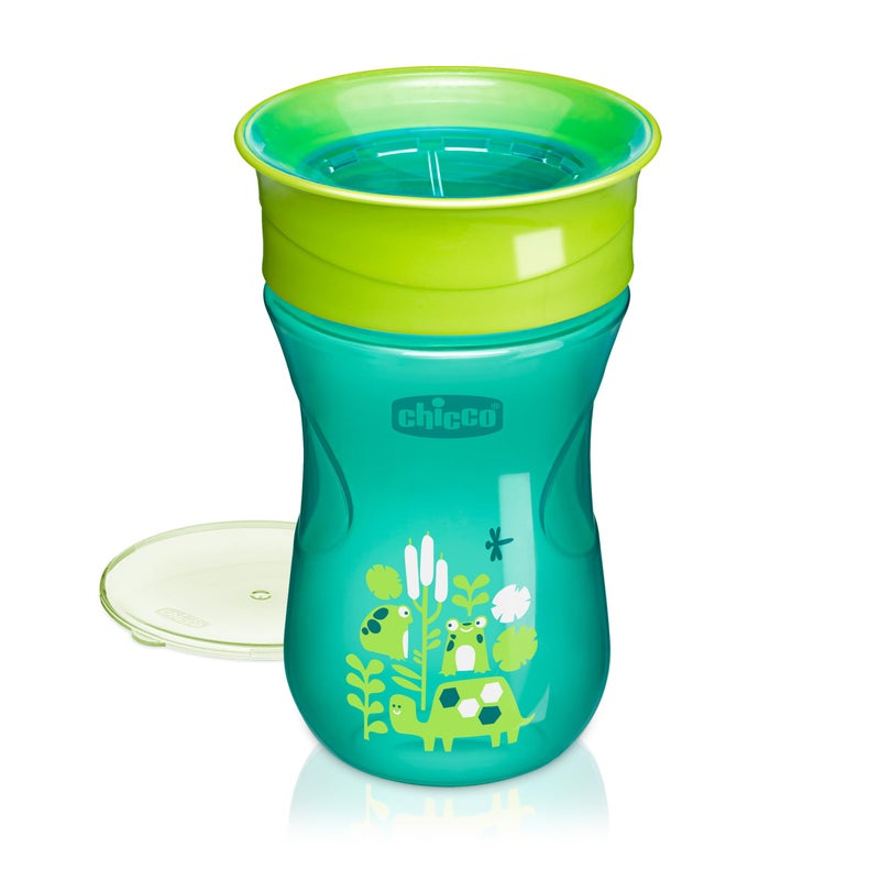 Chicco 360Â° Spoutless Rim-Trainer with Removable Transparent Membrane | Spill-Resistant | Top-Rack Dishwasher Safe | Open-Cup Training | Easy to Hold with Ergonomic Indents | Green | 9+ Months - Image 1