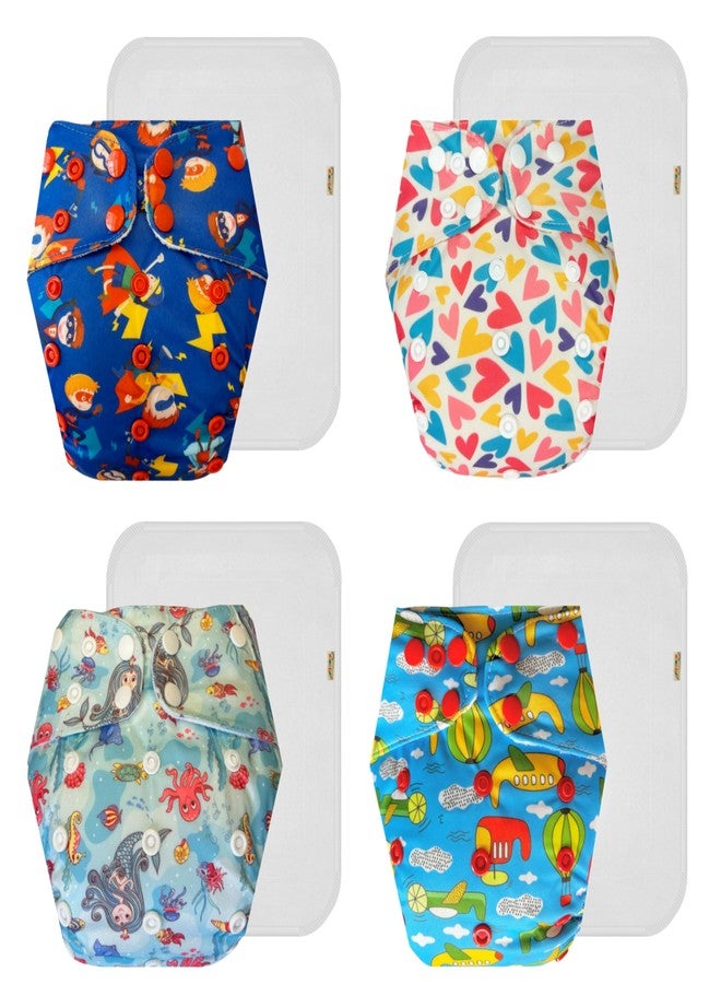 Dumbledo Premium Cloth Diaper with Cotton Insert (Pack of 4) | Hypoallergenic | Leakproof | Easy to Clean | Designed by Moms | 3 Months - 3 Years | Unisex Baby - Image 1