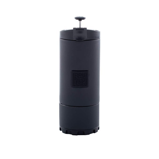 OVRLNDR TRAVEL COFFEE FRENCH PRESS 24 FLOZ CAPACITY DOUBLE WALL VACUUM INSULATED EASY TO CLEAN REMOVABLE BOTTOM NO SPILL LID ON THE GO COFFEE BREWING OBSIDIAN