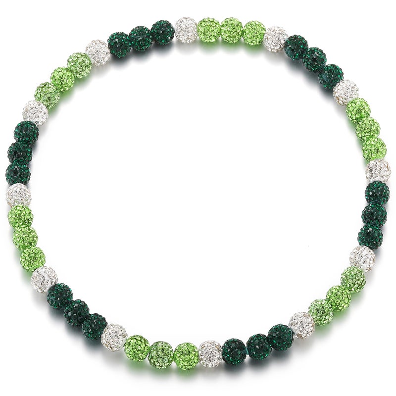 SKQIR Baseball Beaded Necklace for Men Women Rhinestone Baseball Drip Accessories Sparkly Grass Green Deep Green White Diamond Ice Chain Necklace Cool Inspired Sports Gifts for Player Team Lover 20inch - Image 1