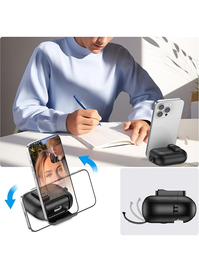 1 PCS Headphone Shock-Absorbing Protective Case, Suitable with AirPods 4th Generation, Equipped with Stand & Safety Lock, PC Shock-Absorbing Leather Shell (Black) - Image 2