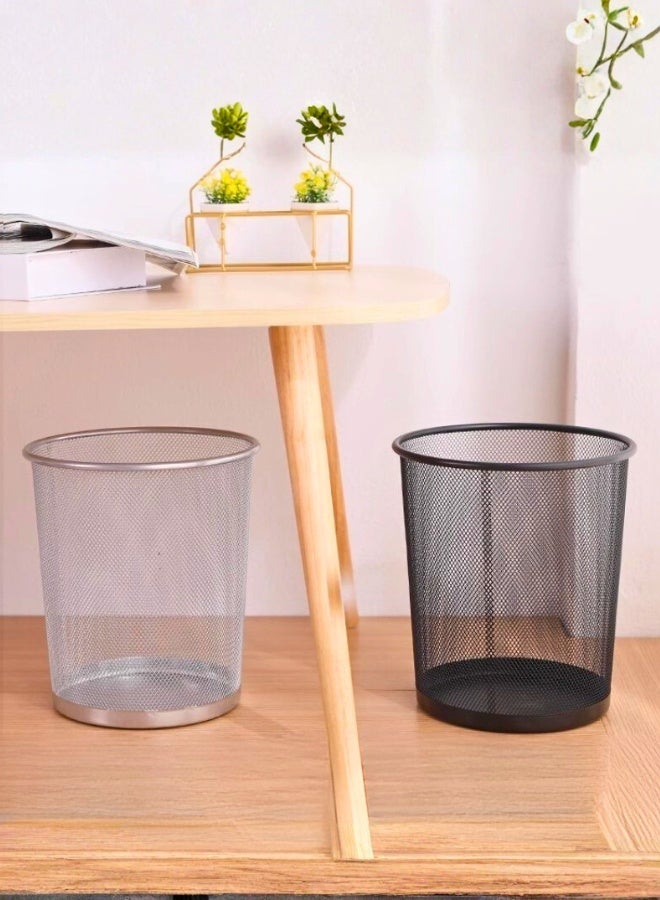 تريدجيت سلة مهملات شبكية سلكية مستديرة بلون أسود - سلة نفايات فولاذية متينة للمكتب والمنزل وغرفة النوم سلة مهملات عصرية جيدة التهوية مع قاعدة معززة - Image 4