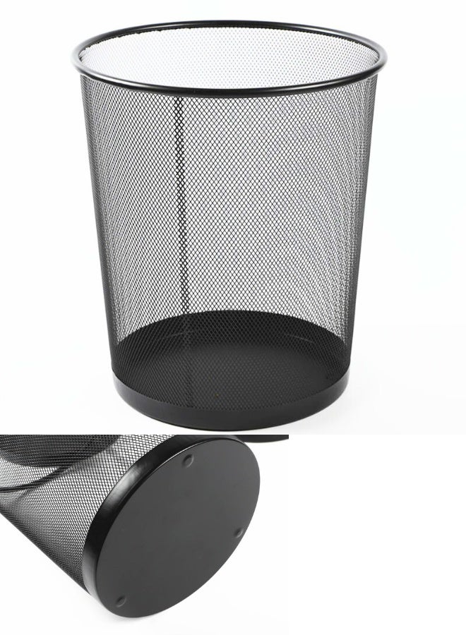 تريدجيت سلة مهملات شبكية سلكية مستديرة بلون أسود - سلة نفايات فولاذية متينة للمكتب والمنزل وغرفة النوم سلة مهملات عصرية جيدة التهوية مع قاعدة معززة - Image 2