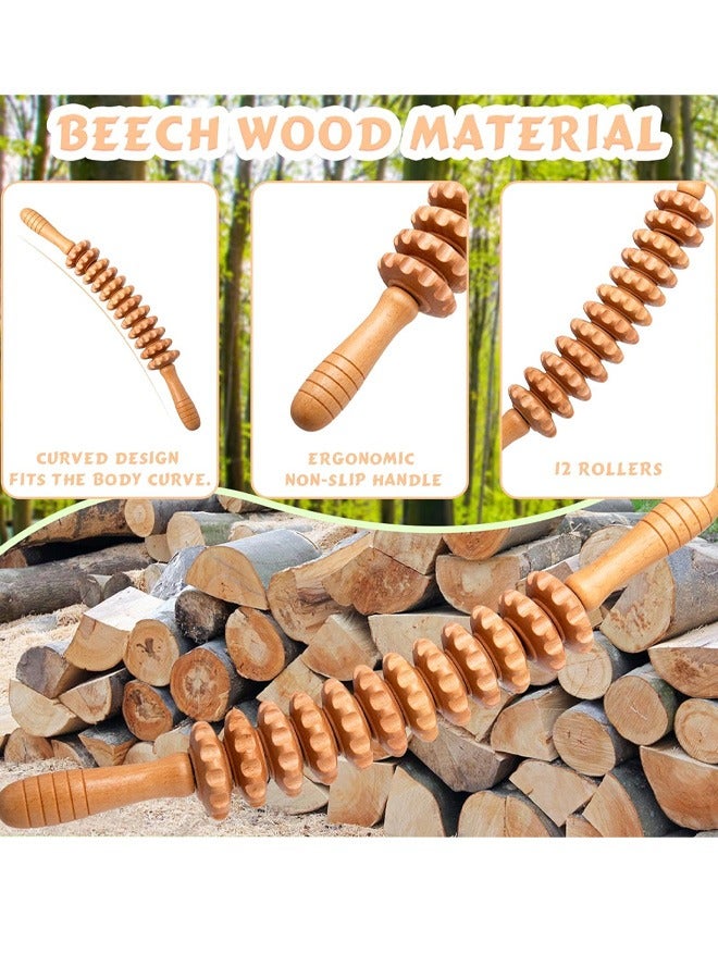 Wood Therapy Massage Roller Tools, Cellulite Massage & Wooden Muscle Roller Stick for Waist and Thigh, Stomach Rolling Massager Tool - Image 4