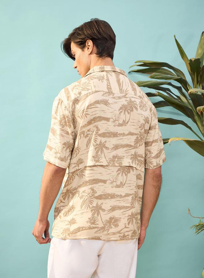 Mascln Sassafras Tropical Print Relaxed Fit Shirt - Image 4