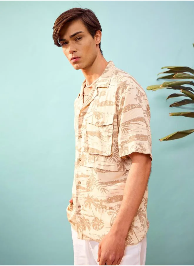 Mascln Sassafras Tropical Print Relaxed Fit Shirt by Styli