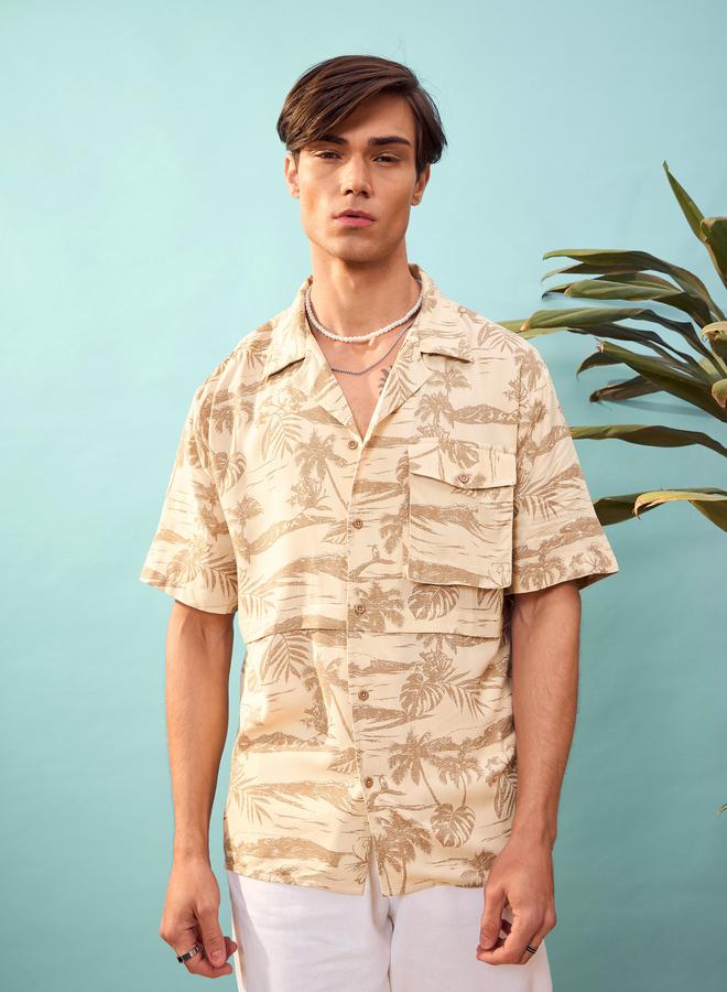 Mascln Sassafras Tropical Print Relaxed Fit Shirt - Image 5