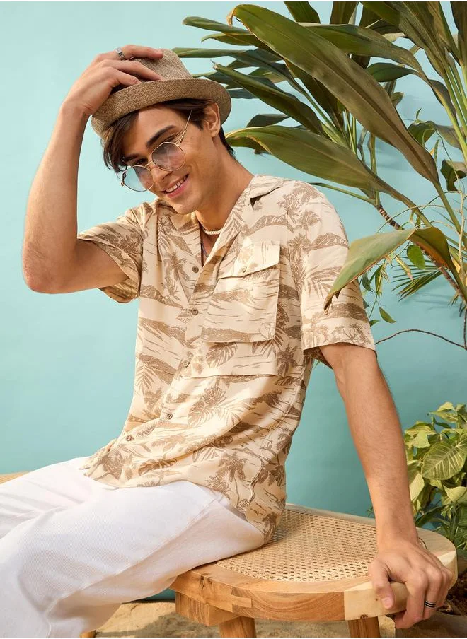 Mascln Sassafras Tropical Print Relaxed Fit Shirt by Styli