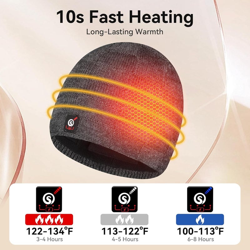SUNWILL Heated Hat for Men Women,Long-Lasting Anti-Freeze Battery,Electric Winter Beanie - Image 3