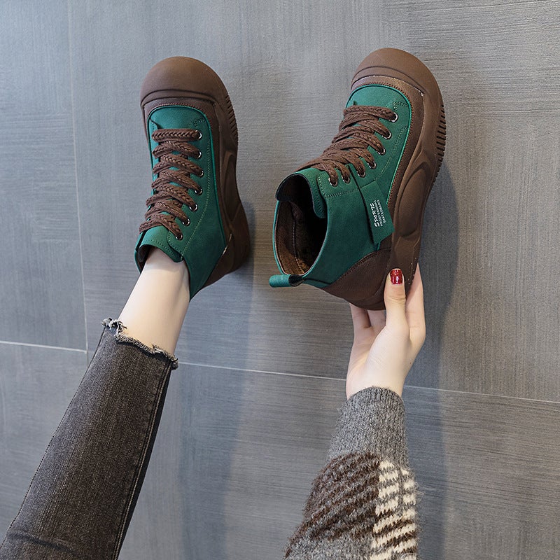 Martin Boots for Women, 2026 Autumn New Style, Trendy Thick-Soled Height-Increasing Short Boots, High-Top Casual Shoes, Retro British Style - Image 1