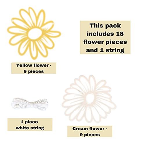 Pinfliers Bumble Bee Theme Paper Daisy Bunting, 18 pcs, Yellow and Cream, 75.5" Length - Image 2